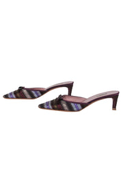 Current Boutique-Prada - Purple Satin Ribbon Striped Kitten Heel Mules Sz 8
