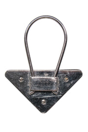 Current Boutique-Prada - Silver Textured Patch Keyring