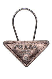 Current Boutique-Prada - Silver Textured Patch Keyring
