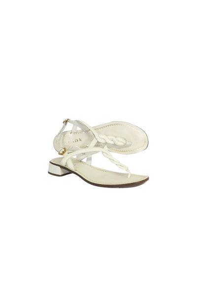 Current Boutique-Prada - White Braided Sandals Sz 8