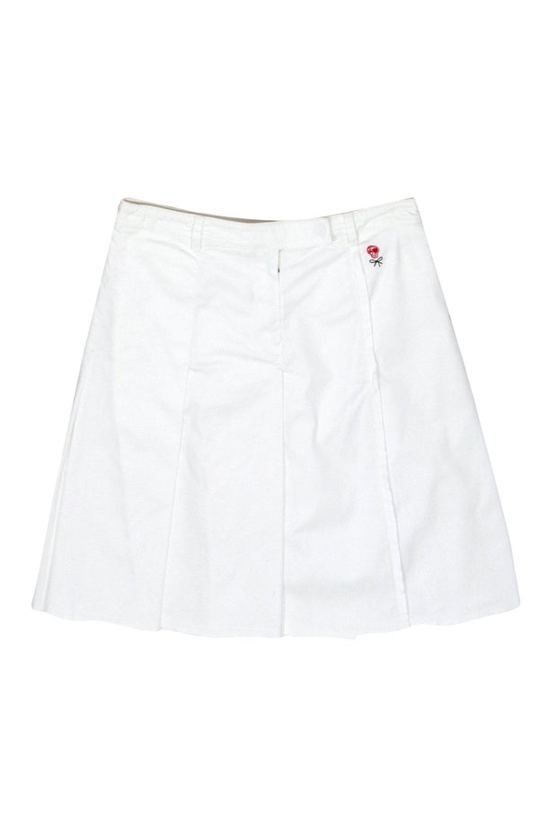 Current Boutique-Prada - White Cotton Pleated Tennis Skirt Sz 2