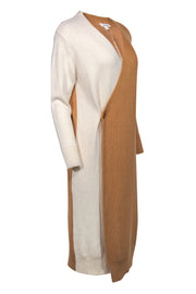 Current Boutique-Prima - Camel & Ivory Two-Toned Wrap Maxi Sweater Dress Sz S