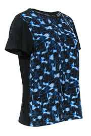 Current Boutique-Proenza Schouler - Blue & Black Patterned Silk & Cotton T-Shirt Sz XS