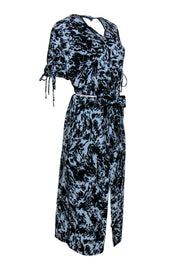 Current Boutique-Proenza Schouler - Blue & Black Printed Midi Dress w/ Cutout Sz 6