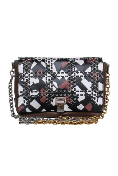 Current Boutique-Proenza Schouler - Brown, Black & White Crossbody Bag w/ Mixed Metal Chain Strap