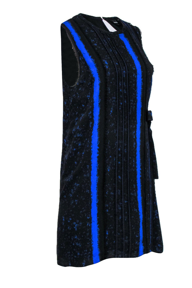 Current Boutique-Proenza Schouler - Cobalt and Black Sleeveless Side Tie Shift Dress Sz 10