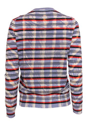 Current Boutique-Proenza Schouler - Lilac, Red & Black Striped & Bleach Print Cotton Sweater Sz M