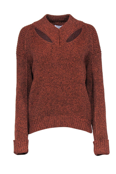 Current Boutique-Proenza Schouler - Rust & Black Knit Pullover Wool Sweater w/ Cut Outs Sz L