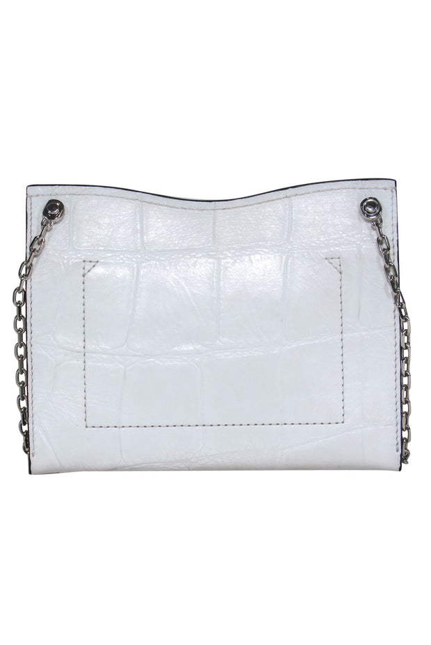 Current Boutique-Proenza Schouler - White Leather Crocodile Embossed Chain Crossbody