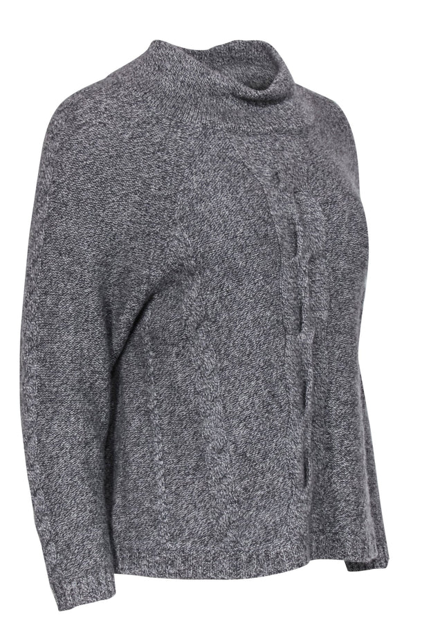 Current Boutique-Quinn - Grey Funnel Neck Cashmere Sweater w/ Back Cutout Sz M