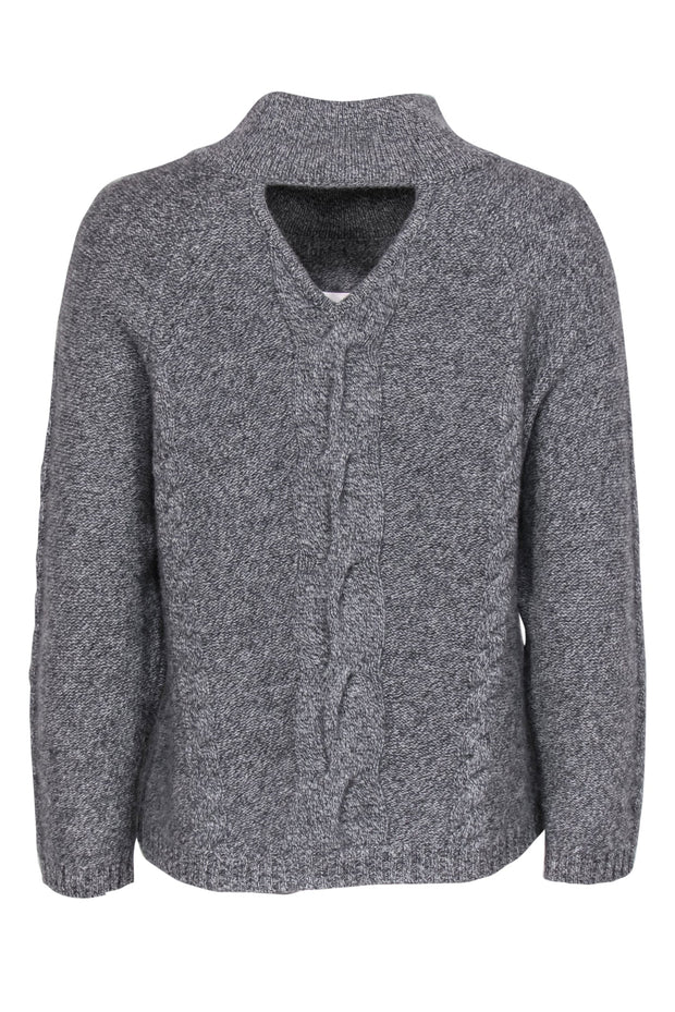 Current Boutique-Quinn - Grey Funnel Neck Cashmere Sweater w/ Back Cutout Sz M