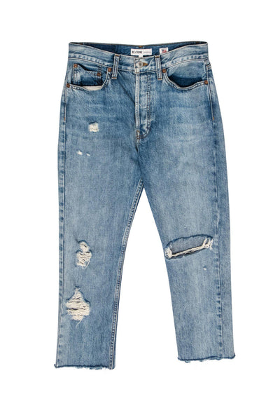 Current Boutique-RE/DONE - Medium Wash Distressed Straight Leg Jeans Sz 27