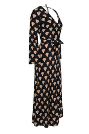 Current Boutique-RIXO - Black Silk & Blush Seashell Printed "Nora" Maxi Dress Sz S