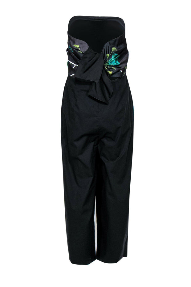 Current Boutique-Rachel Comey - Black & Blue Rose Strapless Wide-Leg Jumpsuit Sz 10