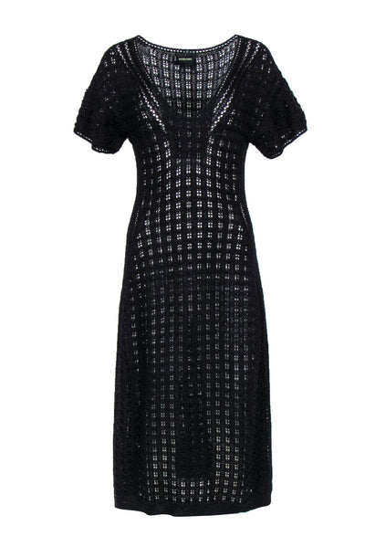 Current Boutique-Rachel Comey - Black Cotton A-Line Crochet Midi Dress Sz M