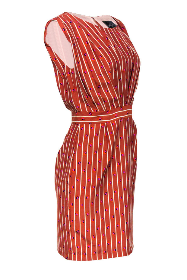 Current Boutique-Rachel Comey - Brown Striped & Floral Print Sheath Dress Sz 6