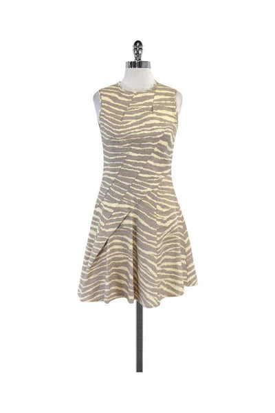 Current Boutique-Rachel Comey - Cream & Grey Print Sleeveless Dress Sz 4