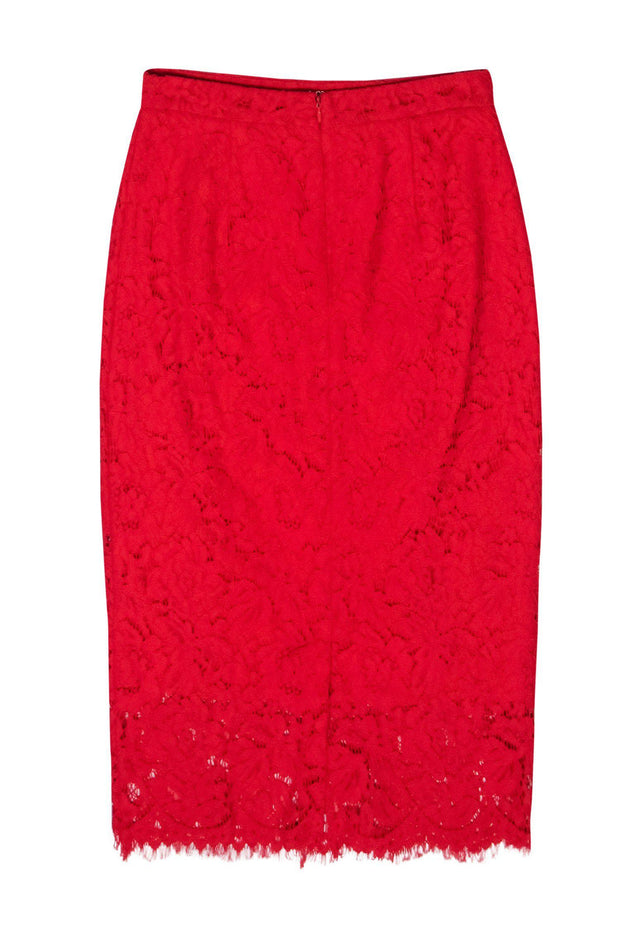 Current Boutique-Rachel Parcell - Red Floral Lace Midi Skirt Sz S