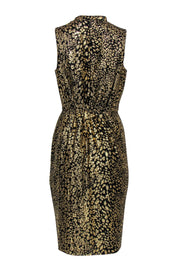 Current Boutique-Rachel Rachel Roy - Gold & Black Metallic Leopard Print Sleeveless Midi Dress Sz L