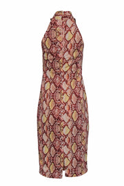 Current Boutique-Rachel Rachel Roy - Pink Snakeskin Print Bodycon Dress w/ Draped Neckline Sz S