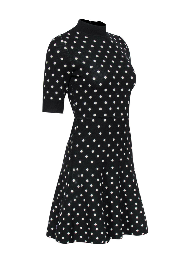 Current Boutique-Rachel Roy - Black Polka Dot Knit Mock Neck Dress Sz XS
