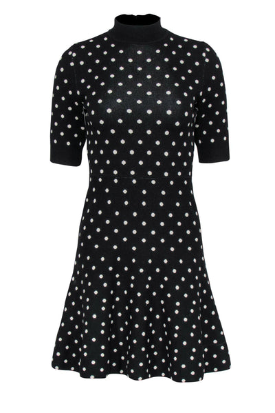 Current Boutique-Rachel Roy - Black Polka Dot Knit Mock Neck Dress Sz XS