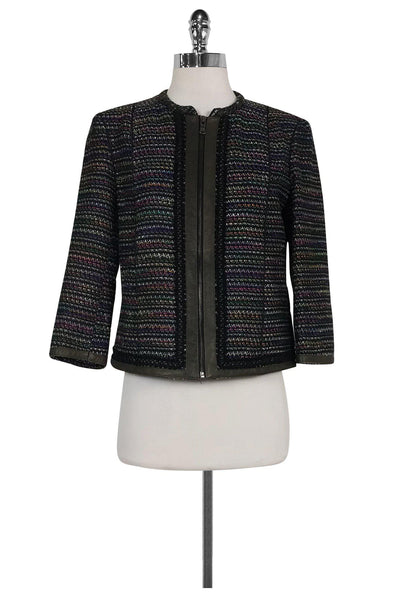 Current Boutique-Rachel Roy - Multi Tweed Zip Front Jacket Sz 4