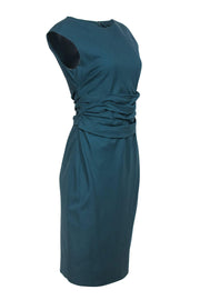 Current Boutique-Rachel Roy - Teal Wool Blend Ruched Waist Sheath Dress Sz 6
