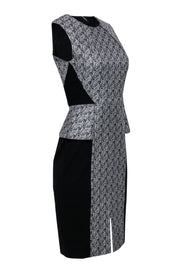 Current Boutique-Rachel Roy - White & Black Print Sheath Dress w/ Black Paneling Sz 2
