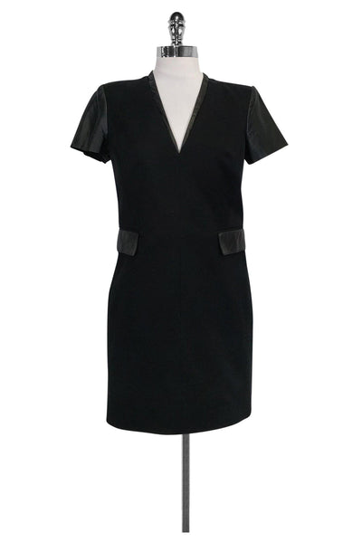 Current Boutique-Rachel Zoe - Black Leather Trim Dress Sz 2