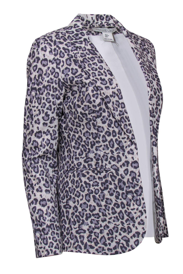 Current Boutique-Rachel Zoe - Cream & Lavender Leopard Print Open Front Blazer Sz S