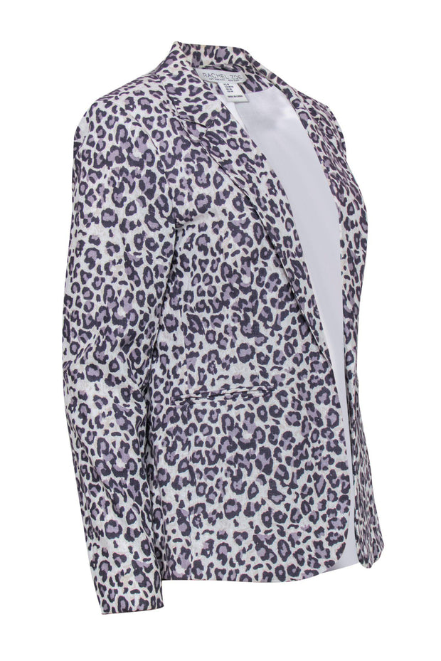 Current Boutique-Rachel Zoe - Cream & Purple Leopard Printed Blazer Sz M