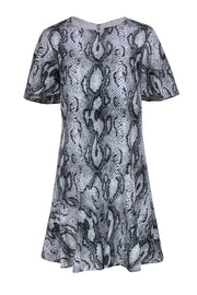 Current Boutique-Rachel Zoe - Gray Snakeskin Printed Shift Dress w/ Flounce Hem Sz 10