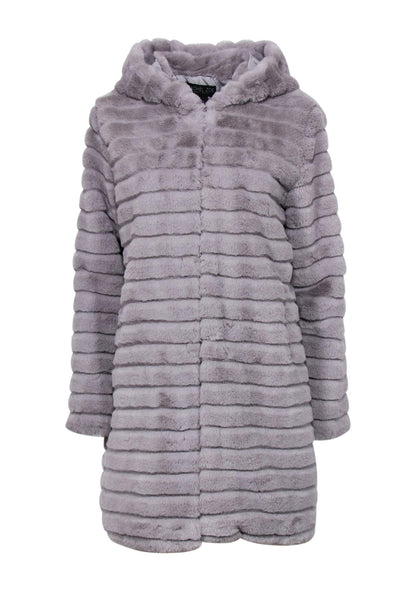 Current Boutique-Rachel Zoe - Grey Faux Fur Hooded Coat Sz M