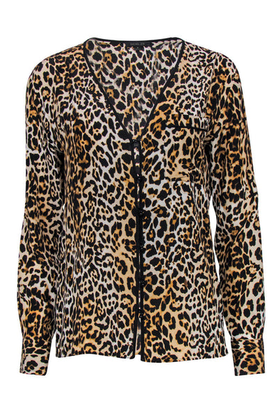 Current Boutique-Rachel Zoe - Leopard Print Button-Up Long Sleeve Silk Blouse Sz 0