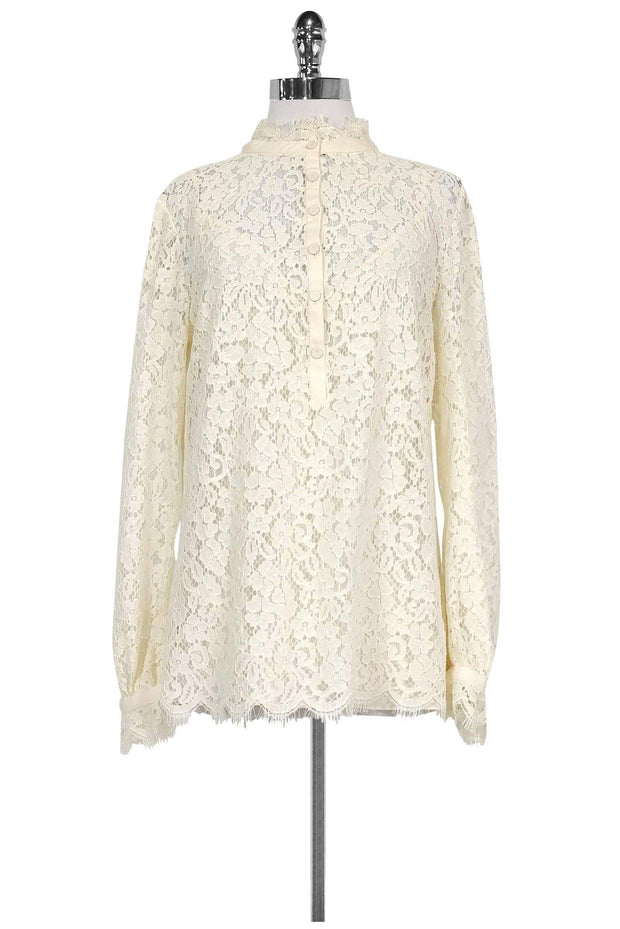 Current Boutique-Rachel Zoe - Off-White Lace Blouse Sz 10