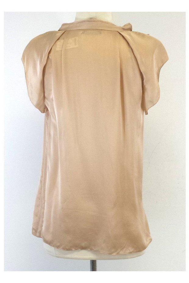 Current Boutique-Rachel Zoe - Tan Silk Ruffle Short Sleeve Blouse Sz S