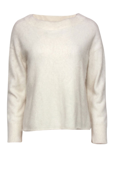 Current Boutique-Rachel Zoe - White Rabbit Hair Blend Fuzzy Knit Sweater Sz L