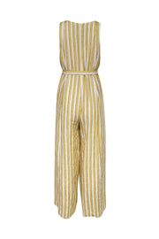 Current Boutique-Rachel Zoe - Yellow, White & Purple Striped Linen Jumpsuit w/ Belt Sz 2