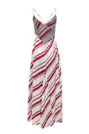 Current Boutique-Racil - White & Red Striped Sleeveless Satin Gown Sz 8