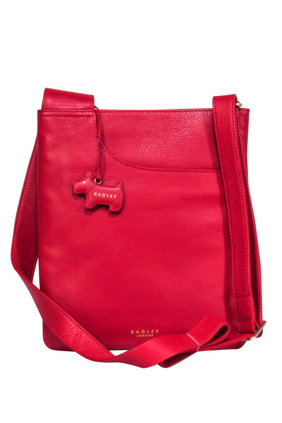 Current Boutique-Radley London - Red Leather Shoulder Bag w/ Dog Logo Charm