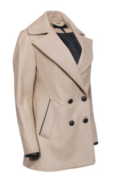 Current Boutique-Rag & Bone - Beige Wool Blend Coat w/Leather Trims Sz 2