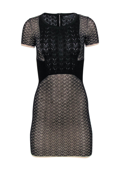 Current Boutique-Rag & Bone - Black & Beige Fitted Knit Mini Dress Sz XS