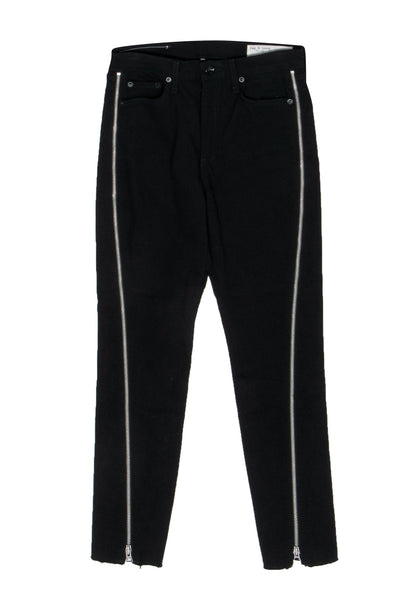 Current Boutique-Rag & Bone - Black Frayed Hem Skinny Jeans w/ Zipper Detail Sz 27