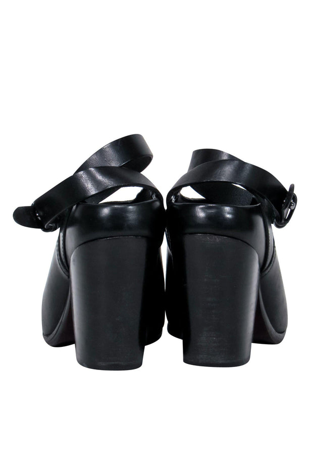 Current Boutique-Rag & Bone - Black Leather Ankle Wrap Shooties Sz 7.5