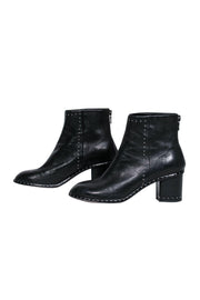 Current Boutique-Rag & Bone - Black Leather Block Heel Studded Booties Sz 8