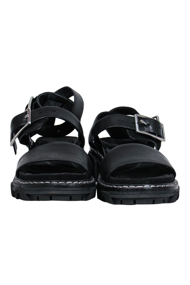 Current Boutique-Rag & Bone - Black Leather Strappy Platform Sandals Sz 6