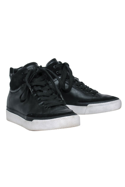 Current Boutique-Rag & Bone - Black Leather & Suede High Top Platform Sneakers Sz 6.5