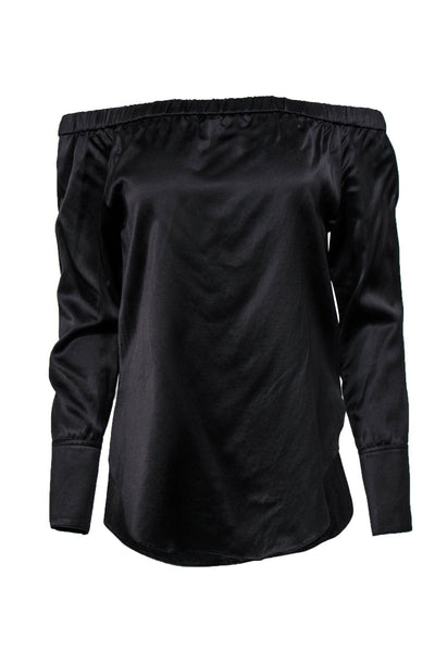 Current Boutique-Rag & Bone - Black Long Sleeve Off-the-Shoulder Blouse Sz M