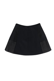 Current Boutique-Rag & Bone - Black "Montrose" Miniskirt w/ Leather Paneling Sz 0